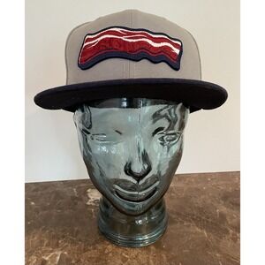 Lehigh Valley Iron Pigs Bacon New Era 59Fifty Hat Cap MiLB Gray Blue Fitted 7